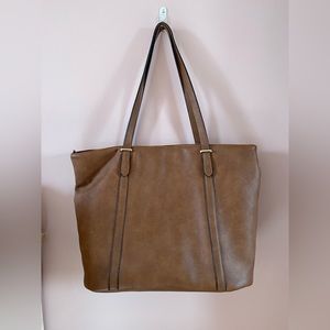 Large fake leather tote bag with removable laptop sleeve